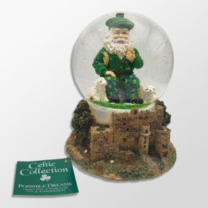 Possible Dreams Irish Shillelagh Santa Snow Globe